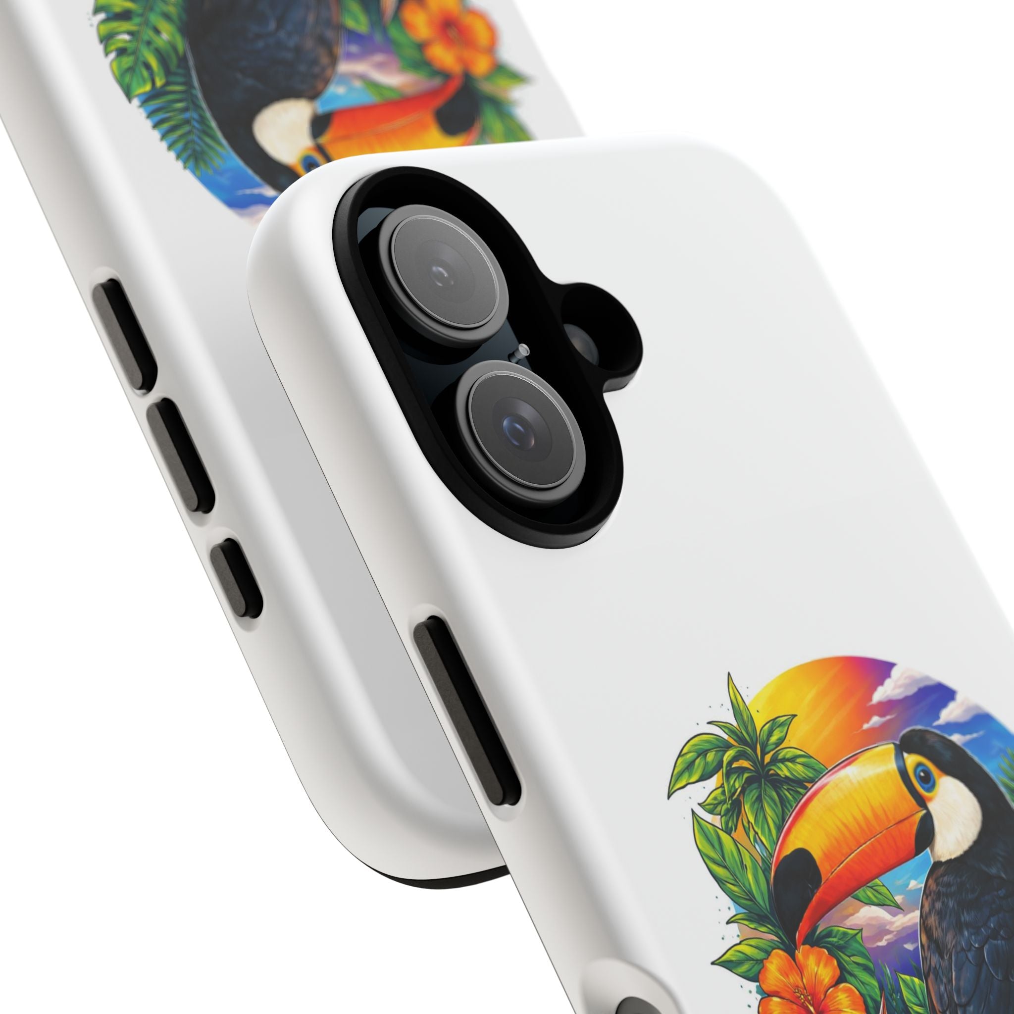 Toucan Sunset Phone Case - Tropical Bird Protective Case with Floral Design