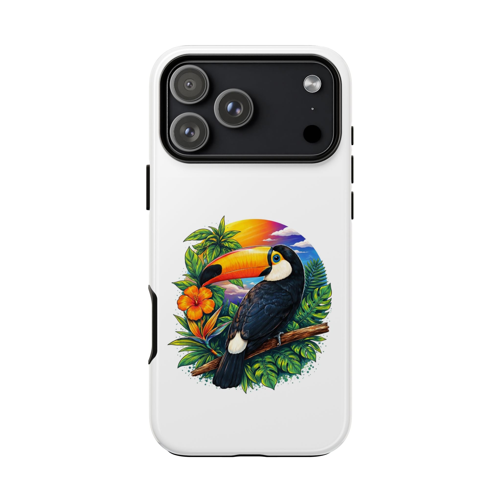Toucan Sunset Phone Case - Tropical Bird Protective Case with Floral Design