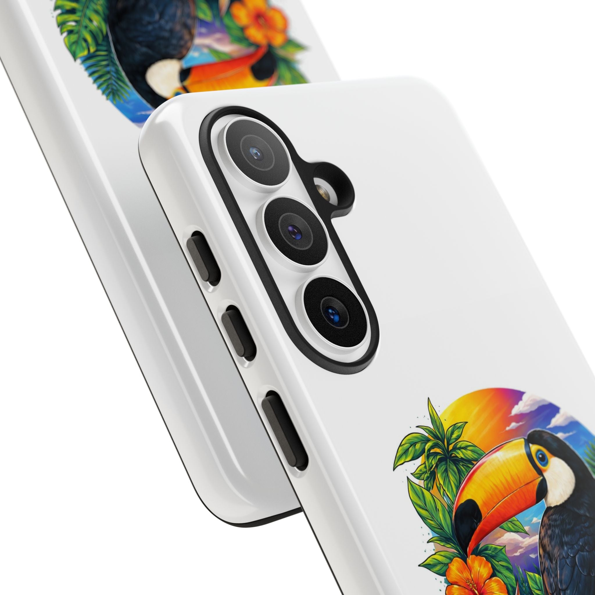 Toucan Sunset Phone Case - Tropical Bird Protective Case with Floral Design