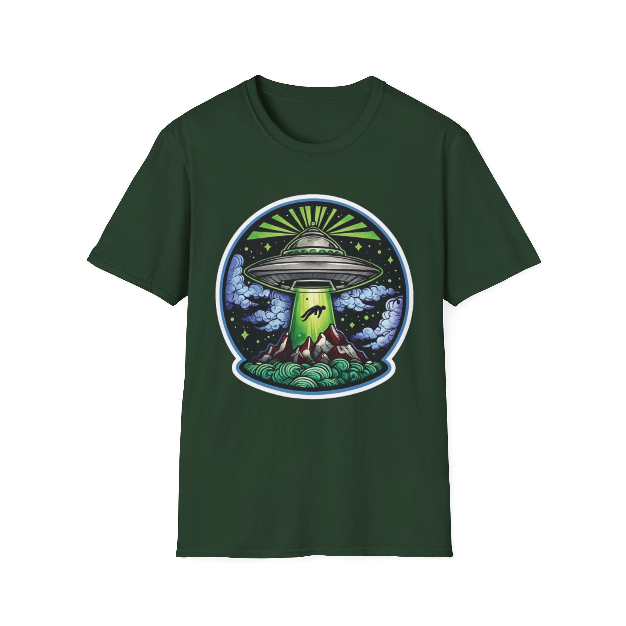 UFO Abduction T-Shirt – Neon Alien Spaceship Graphic Tee
