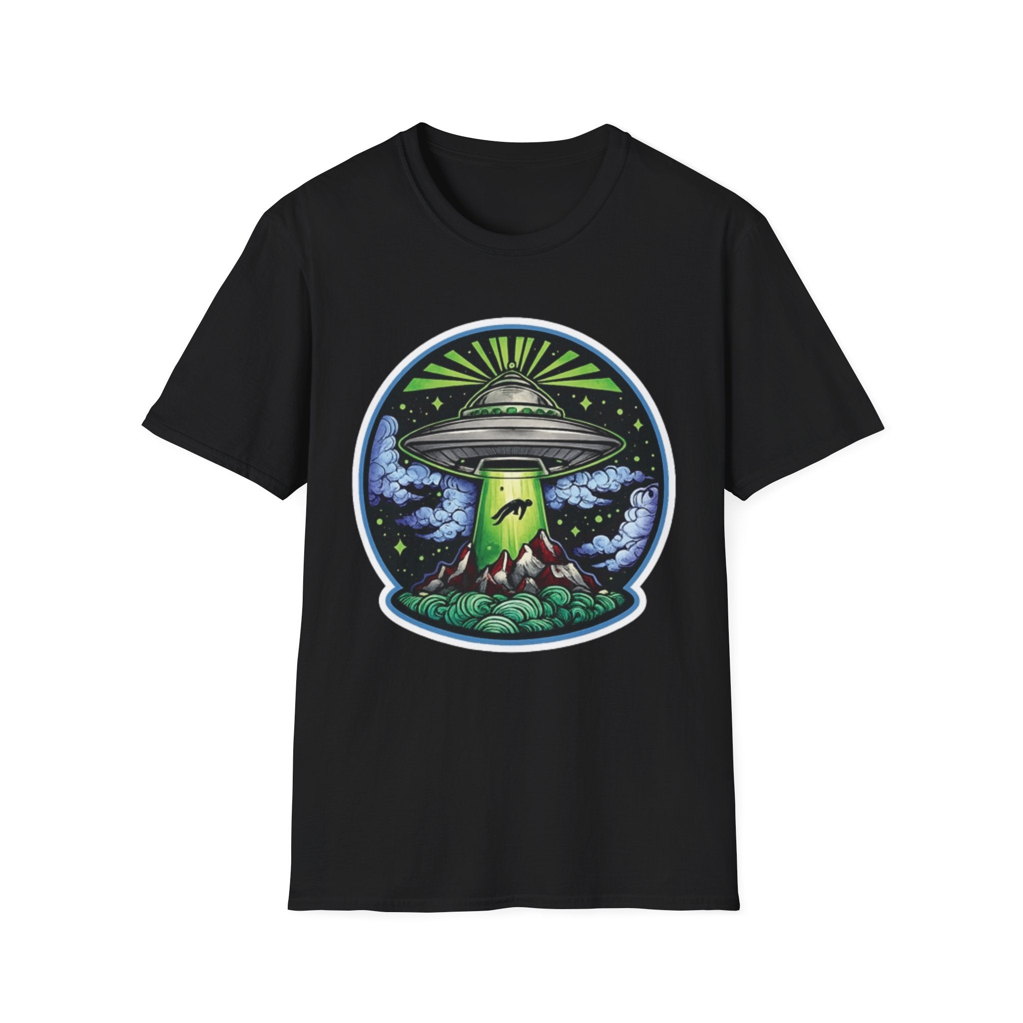 UFO Abduction T-Shirt – Neon Alien Spaceship Graphic Tee