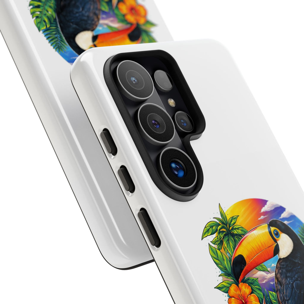 Toucan Sunset Phone Case - Tropical Bird Protective Case with Floral Design