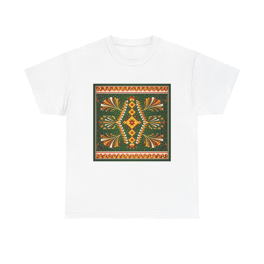 Bohemian Floral Mandala Tee — Earthy Green Vintage Pattern T-Shirt