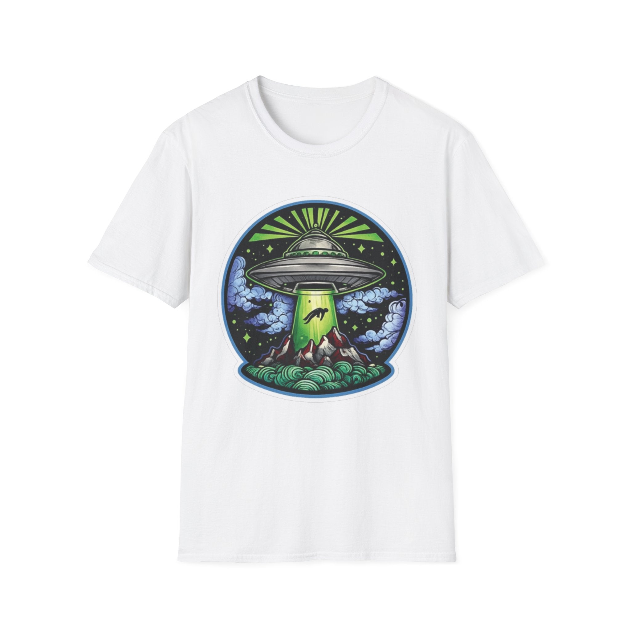 UFO Abduction T-Shirt – Neon Alien Spaceship Graphic Tee