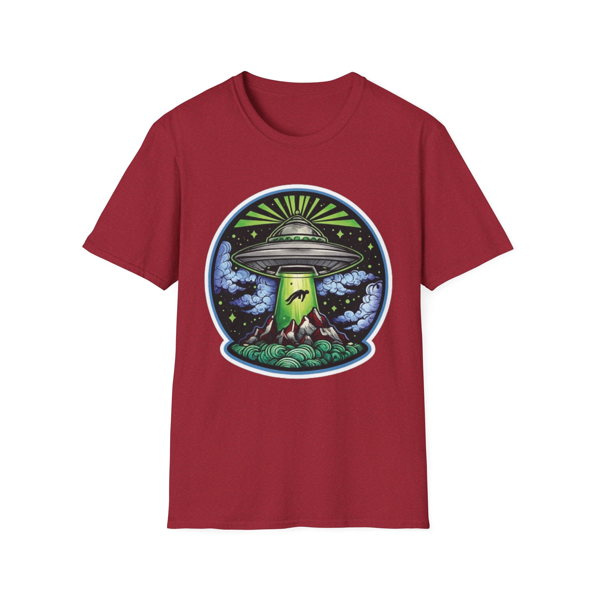 UFO Abduction T-Shirt – Neon Alien Spaceship Graphic Tee