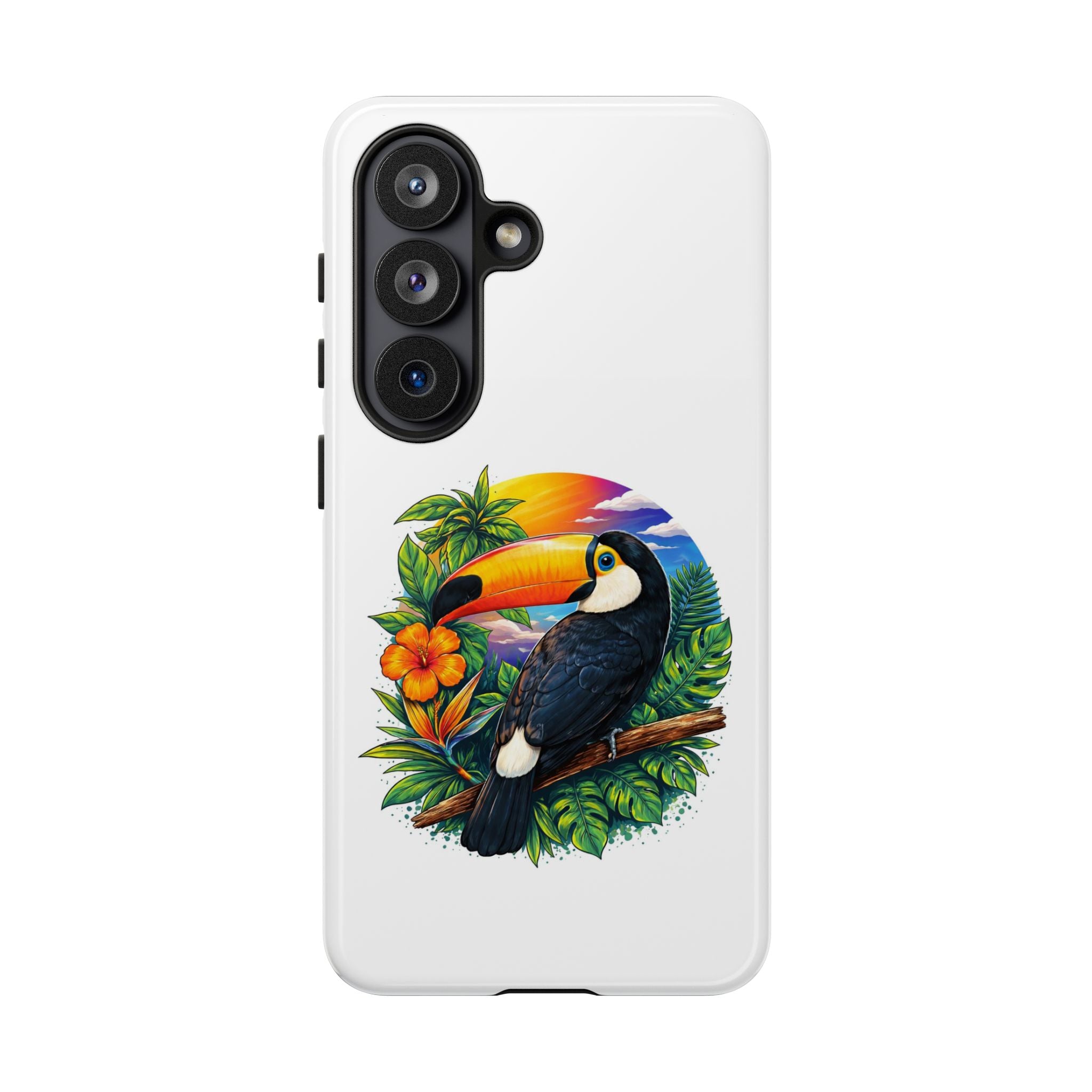 Toucan Sunset Phone Case - Tropical Bird Protective Case with Floral Design