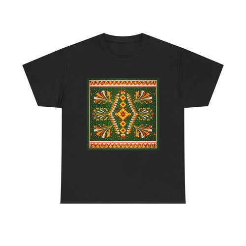 Bohemian Floral Mandala Tee — Earthy Green Vintage Pattern T-Shirt