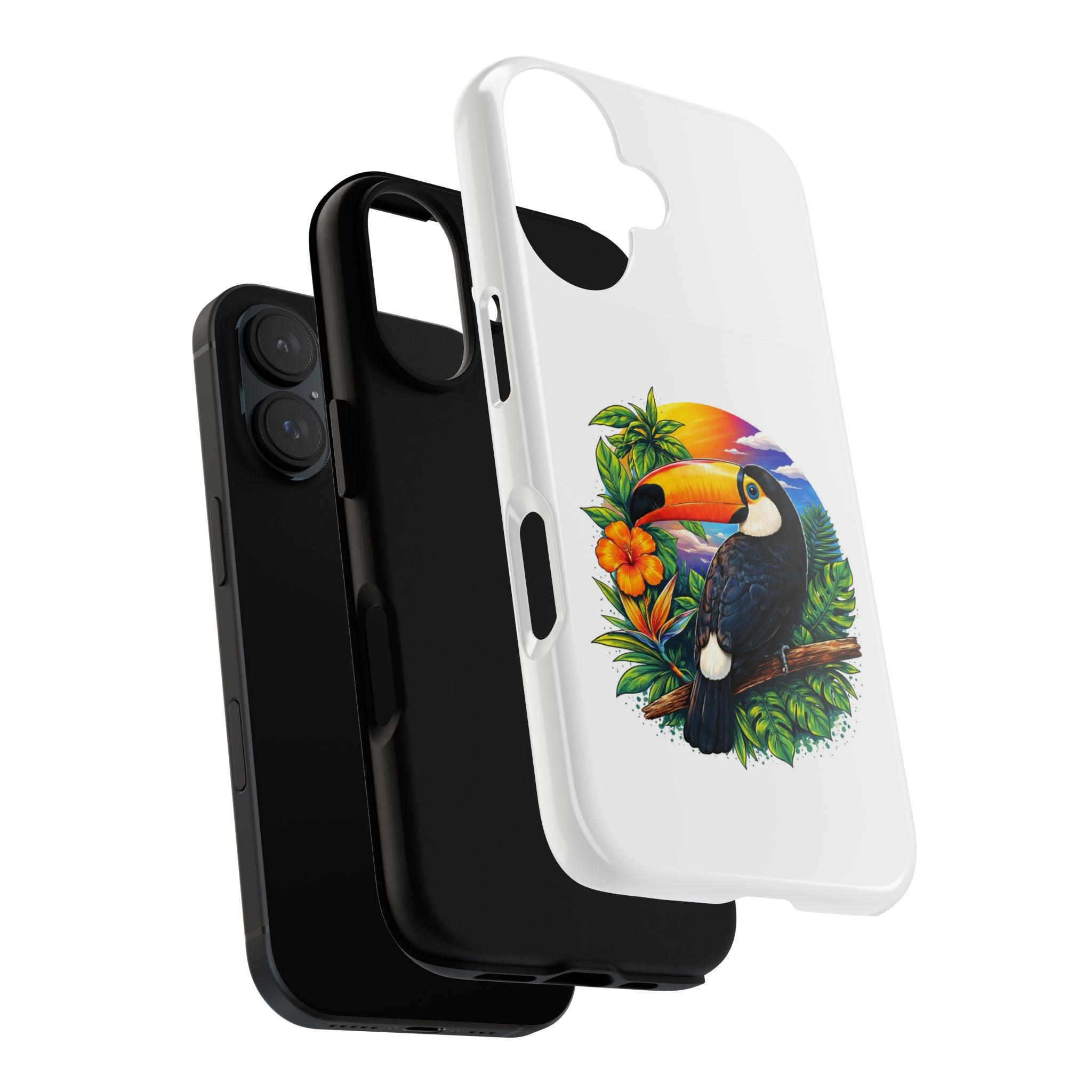 Toucan Sunset Phone Case - Tropical Bird Protective Case with Floral Design