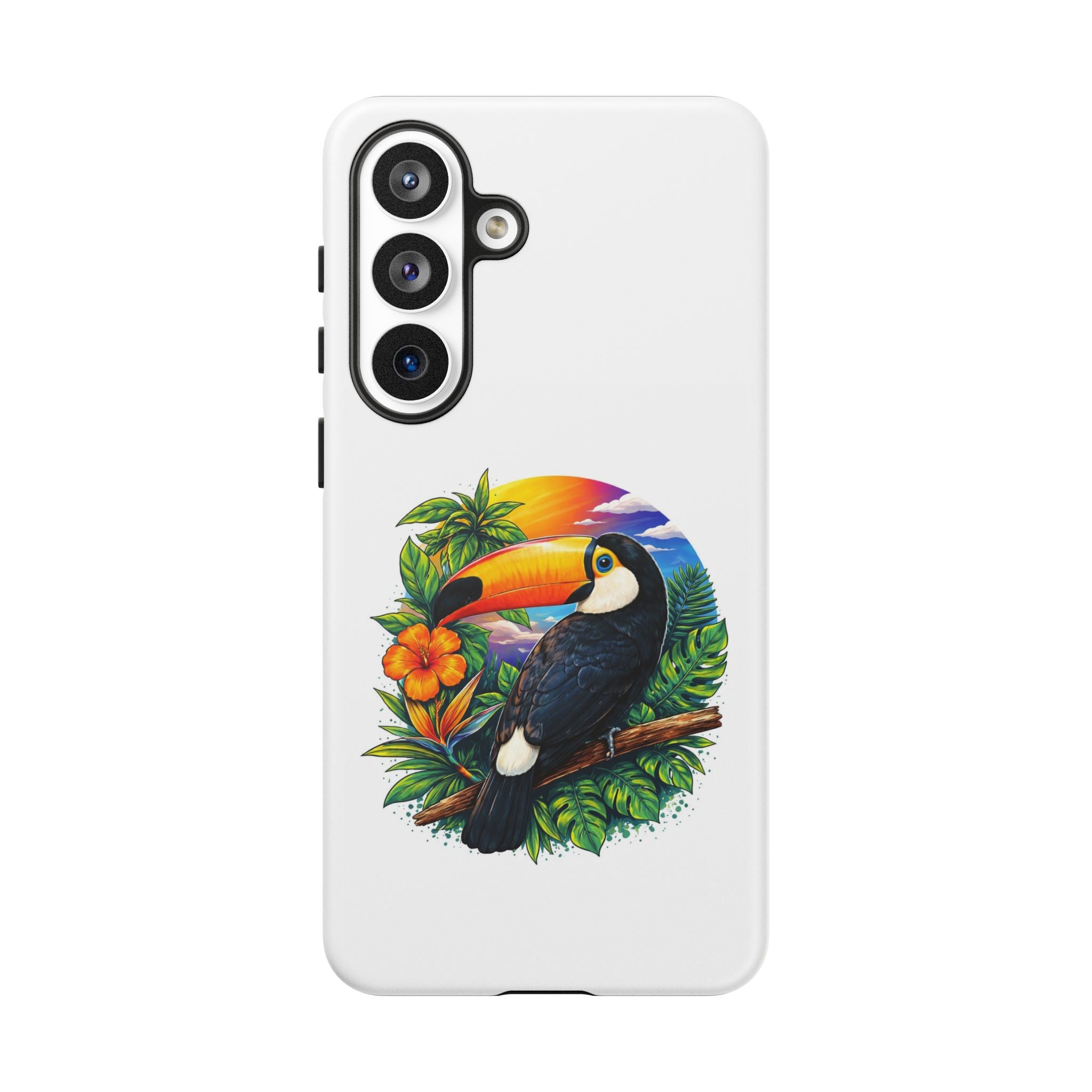 Toucan Sunset Phone Case - Tropical Bird Protective Case with Floral Design