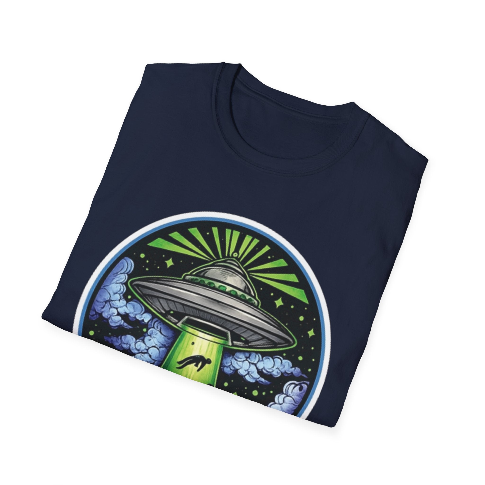 UFO Abduction T-Shirt – Neon Alien Spaceship Graphic Tee
