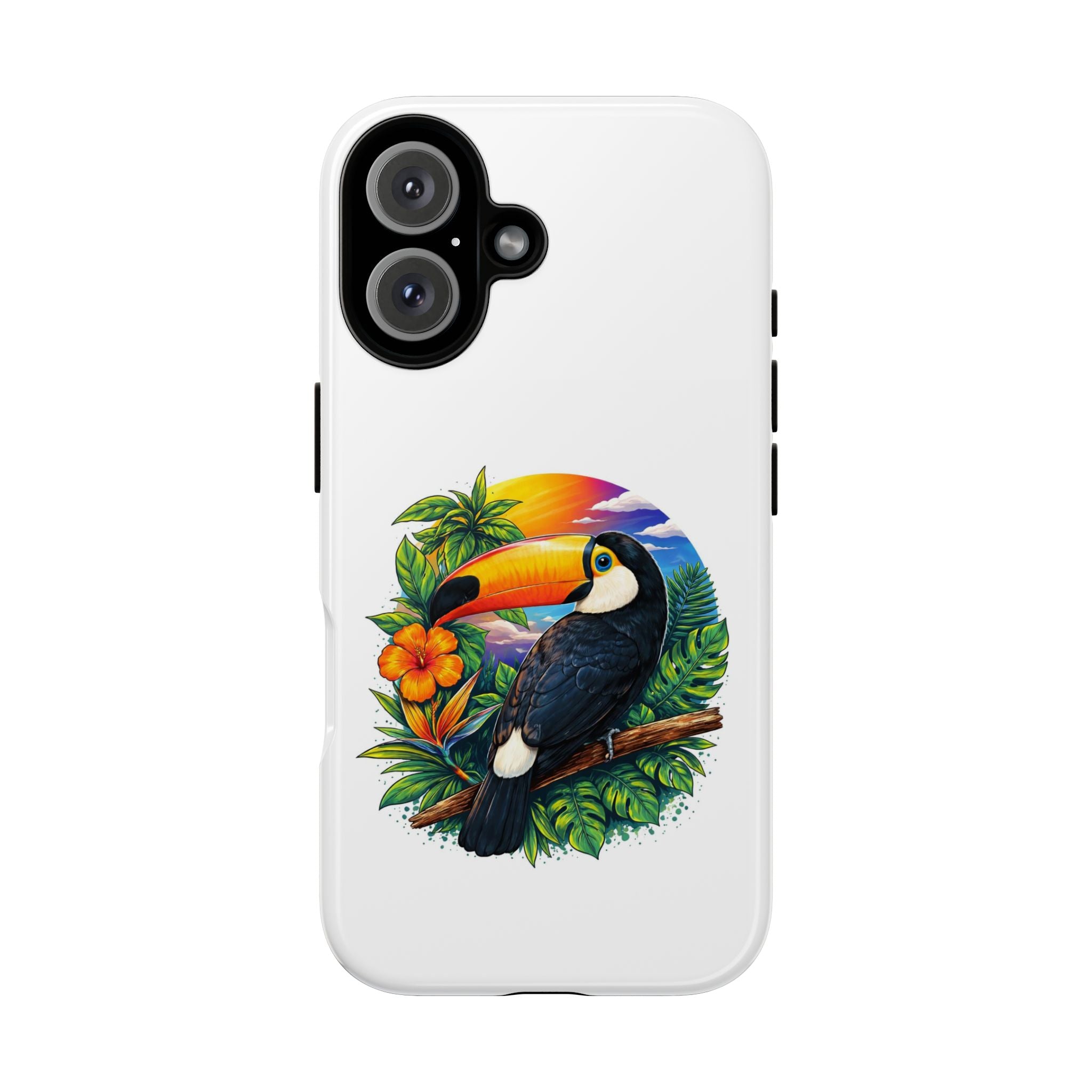 Toucan Sunset Phone Case - Tropical Bird Protective Case with Floral Design