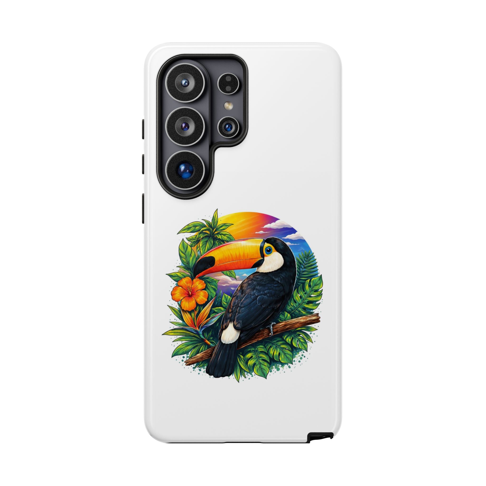 Toucan Sunset Phone Case - Tropical Bird Protective Case with Floral Design