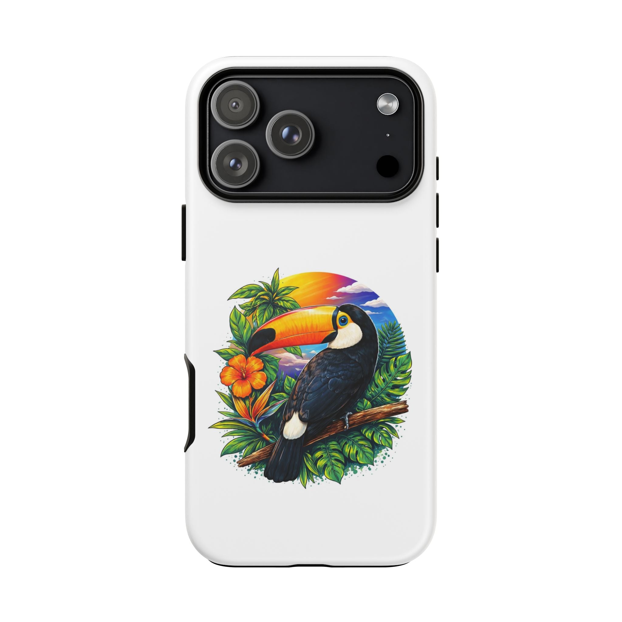 Toucan Sunset Phone Case - Tropical Bird Protective Case with Floral Design