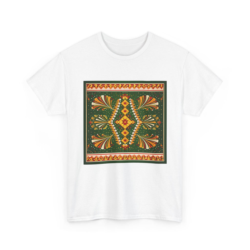 Bohemian Floral Mandala Tee — Earthy Green Vintage Pattern T-Shirt