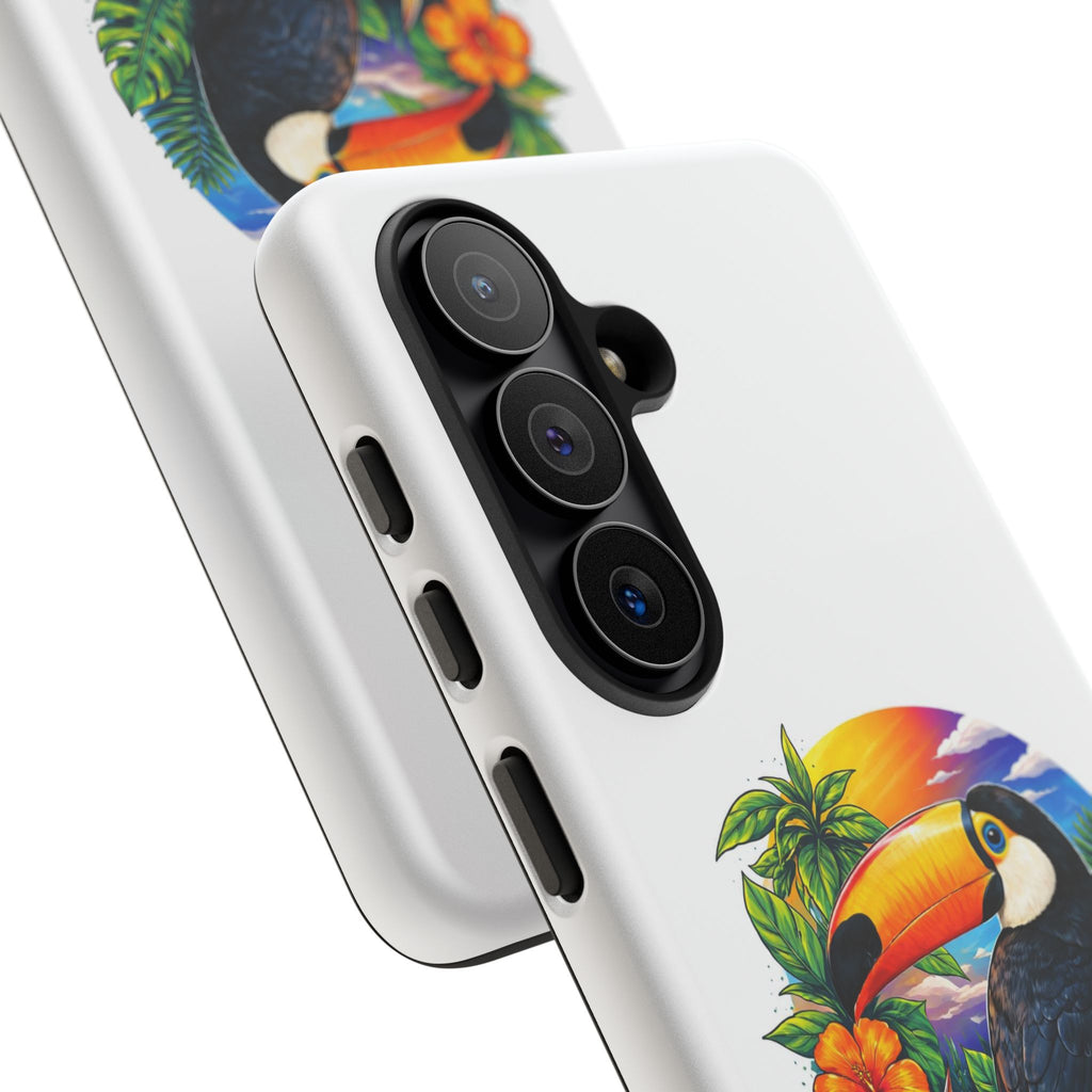 Toucan Sunset Phone Case - Tropical Bird Protective Case with Floral Design