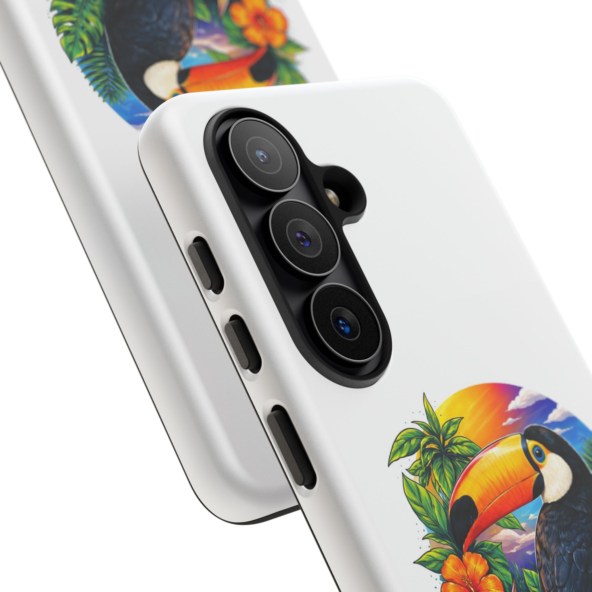 Toucan Sunset Phone Case - Tropical Bird Protective Case with Floral Design