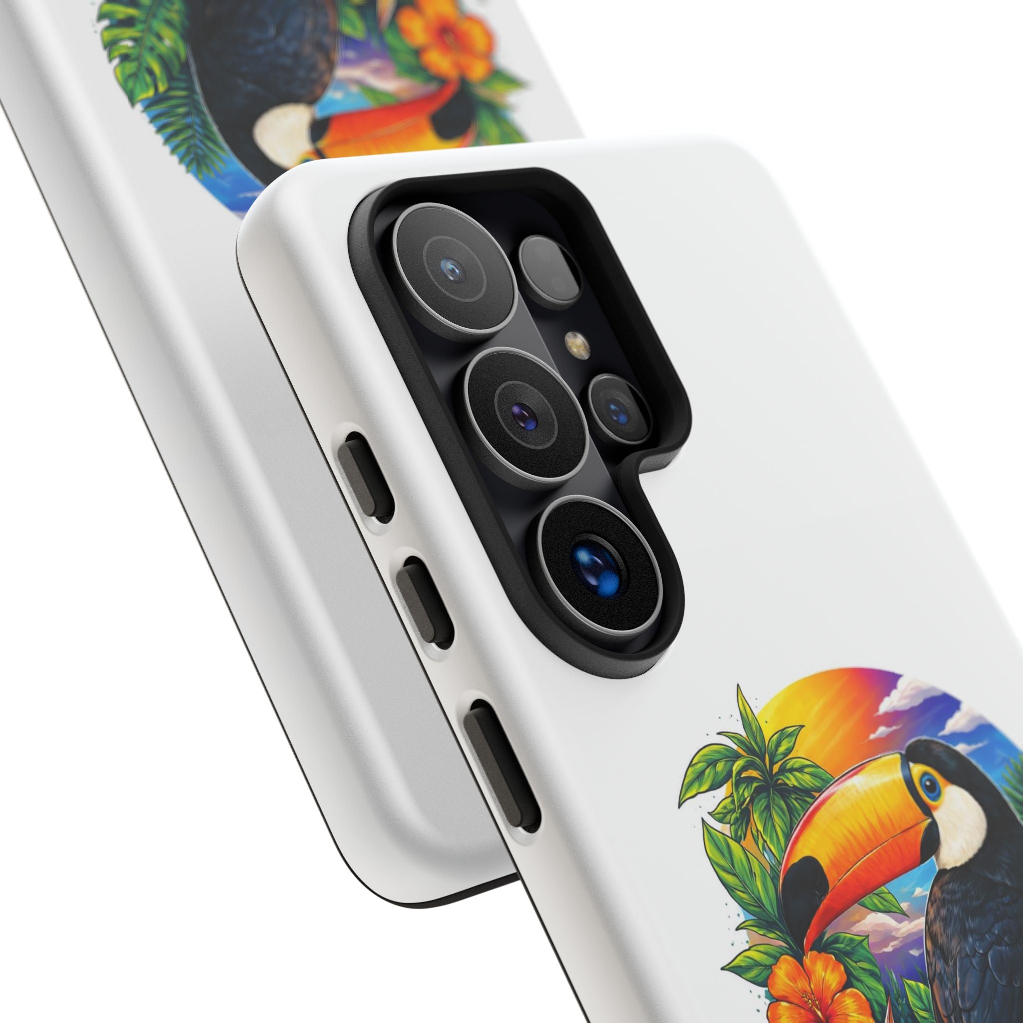 Toucan Sunset Phone Case - Tropical Bird Protective Case with Floral Design
