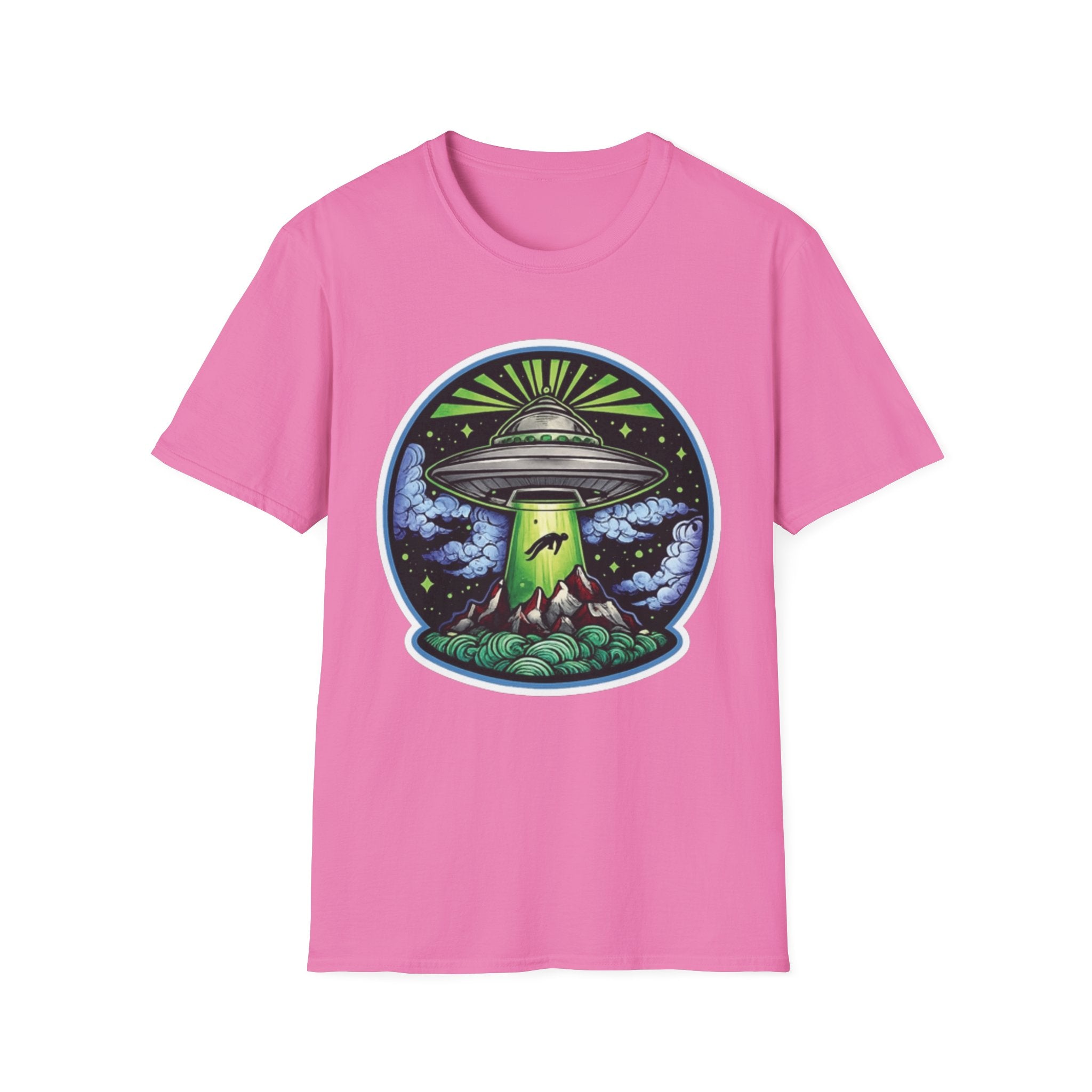 UFO Abduction T-Shirt – Neon Alien Spaceship Graphic Tee