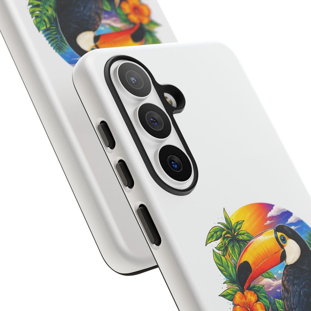 Toucan Sunset Phone Case - Tropical Bird Protective Case with Floral Design