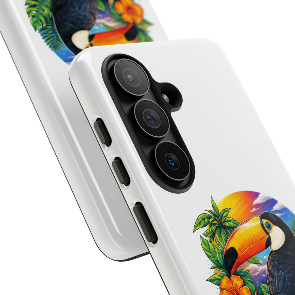 Toucan Sunset Phone Case - Tropical Bird Protective Case with Floral Design