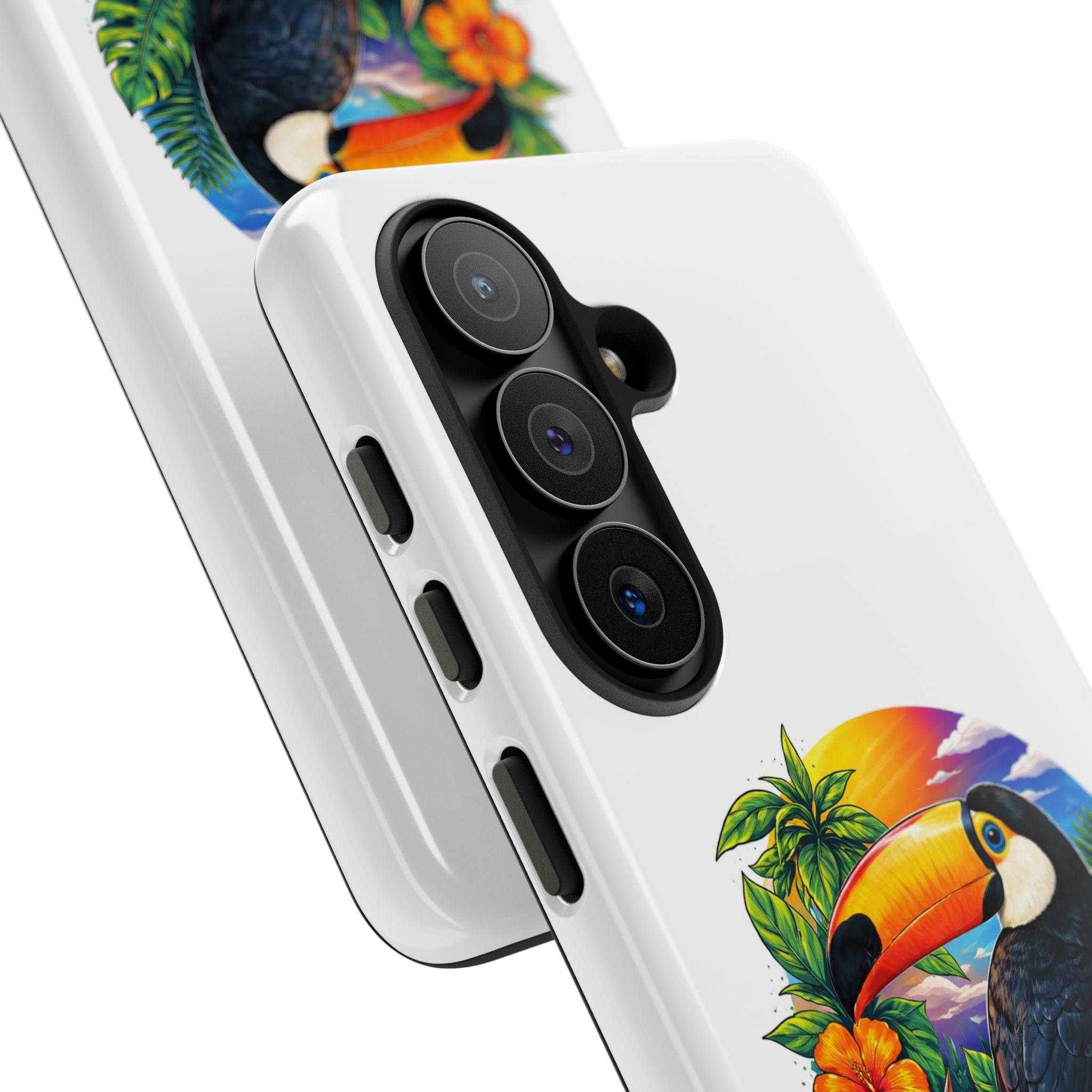 Toucan Sunset Phone Case - Tropical Bird Protective Case with Floral Design