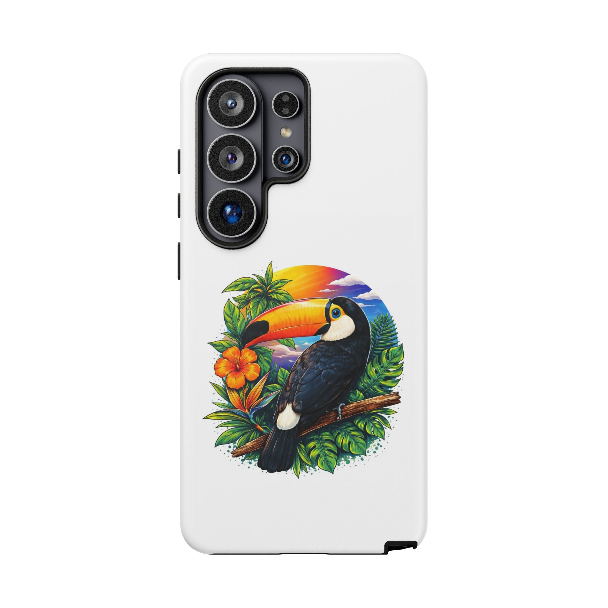 Toucan Sunset Phone Case - Tropical Bird Protective Case with Floral Design