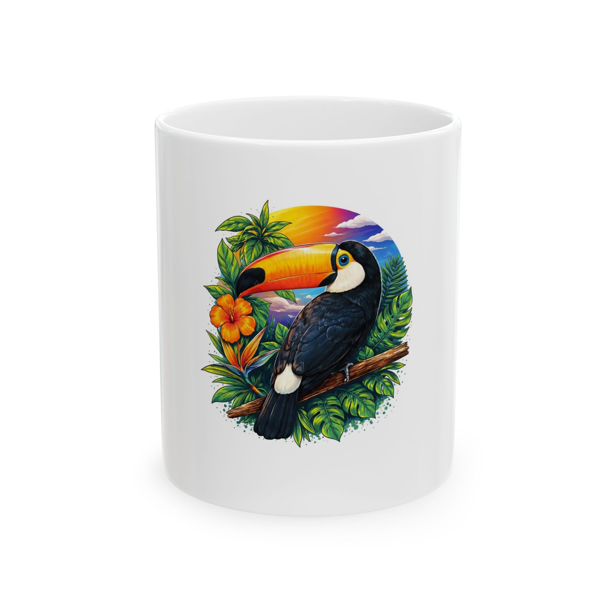 Toucan Sunset Ceramic Mug — Tropical Bird Coffee Cup (11oz, 15oz)